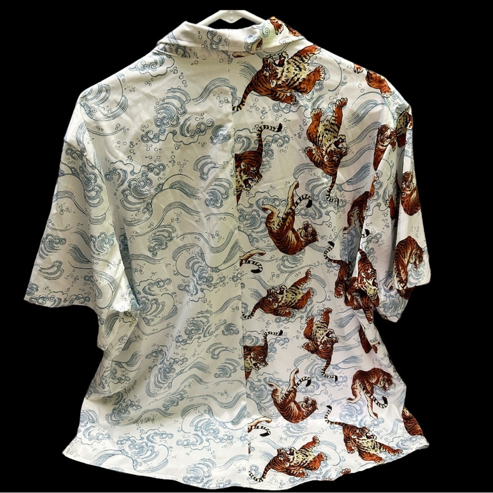 VatPave  White and Brown Casual Button Down Shirt size XL - Picture 2 of 10